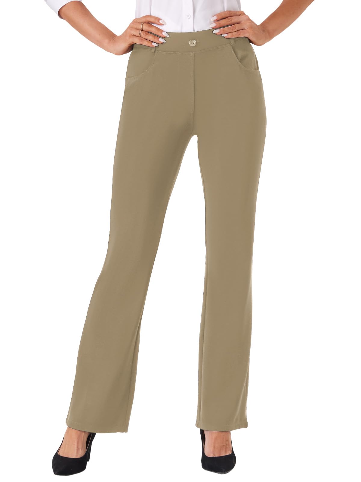 Friptspyg Hosen Damen mit Taschen Elegant Business Schlauch Hose Casual Anzughose Damen Arbeit Stoffhose Stretch Hose mit Reißverschluss