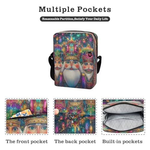 Crossbody Bag Three Christmas Nutcracker Messenger Bag for Women Men Purse Shoulder Bag Satchel Bag with Adjustable Strap 214B91342