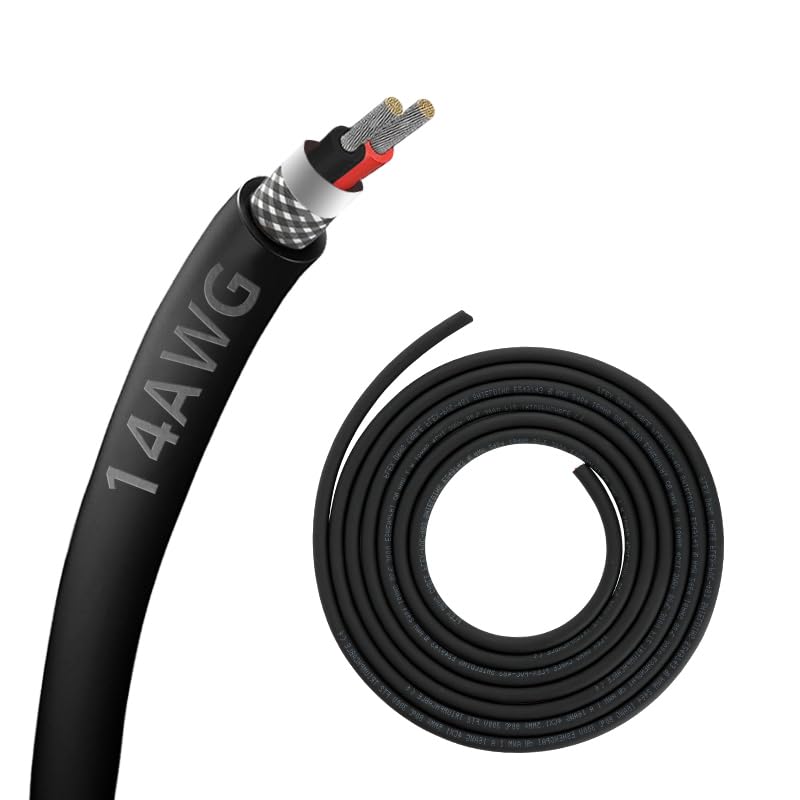 14AWG 14/2 2 Core Shielded Cable (30FT) UL2464 Tinned Copper Core 14 Gauge Speaker Wire for CNC Router Machine, VFD Spindle, Electrical Appliance,