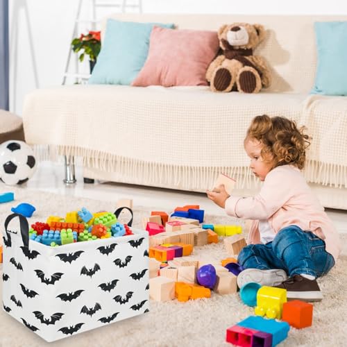 Image of Halloween Batman Basket,Collapsible waterproof storage basket,Batman toy decor,Cute toy storage box Empty for kids,Organizer Containers for Kids Toys,bat room decor(Black bats)