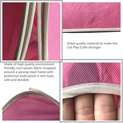 Citmage Cat Cube Pop Up Non-Woven Fabric Play Tent Toy With Hook And Loop,3 Peek Holes Collapsible,Lightweight,Provide Exercise Game For Cats,Kitties,Puppies (Pink) #TOP2