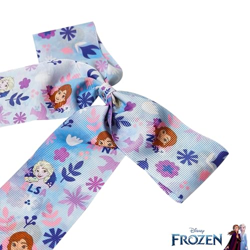 Image of LUV HER Disney Frozen Hair Bows For Girls - One Large Printed Hair Bow Featuring your Favorite Frozen Characters - Alligator Clip - Large Bows for Daily Styling or Special Occasions, Ages 3+