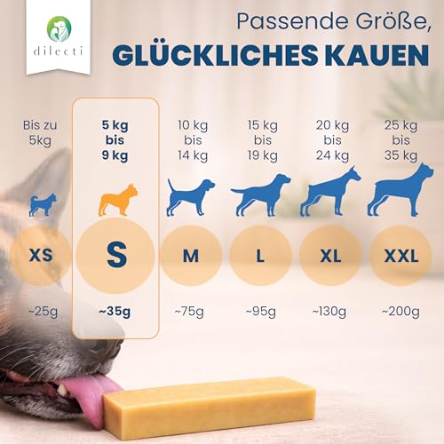 Dilecti Natürliche Käse Kauknochen für Hunde - Sehr Schmackhafte, Harte und Haltbare Natürliche Kauknochen Werden Ihren Hund für Eine Weile Beschäftigen. (Größe S, 5er-Pack) 6
