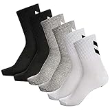 hummel Unisex Hmlchevron 6-pack Sock, WHITE/BLACK/GREY, 41-45 EU