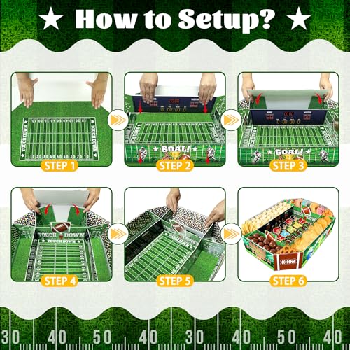 Football Party Supplies Kit - Large 23.62x17 inch Football Snack Stadium Tray Display & Cardboard Food Trays Plates, All-in-One Football Party Decorations for 2026, Game Day, Birthday Celebrations - Image 6