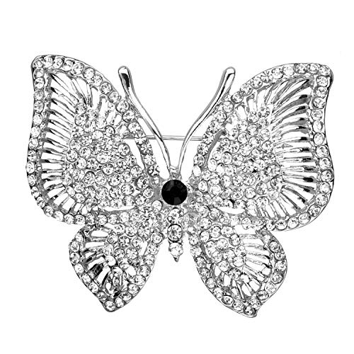 Jones New York Silver Butterfly Clear Crystal Rhinestones Brooches and Pins