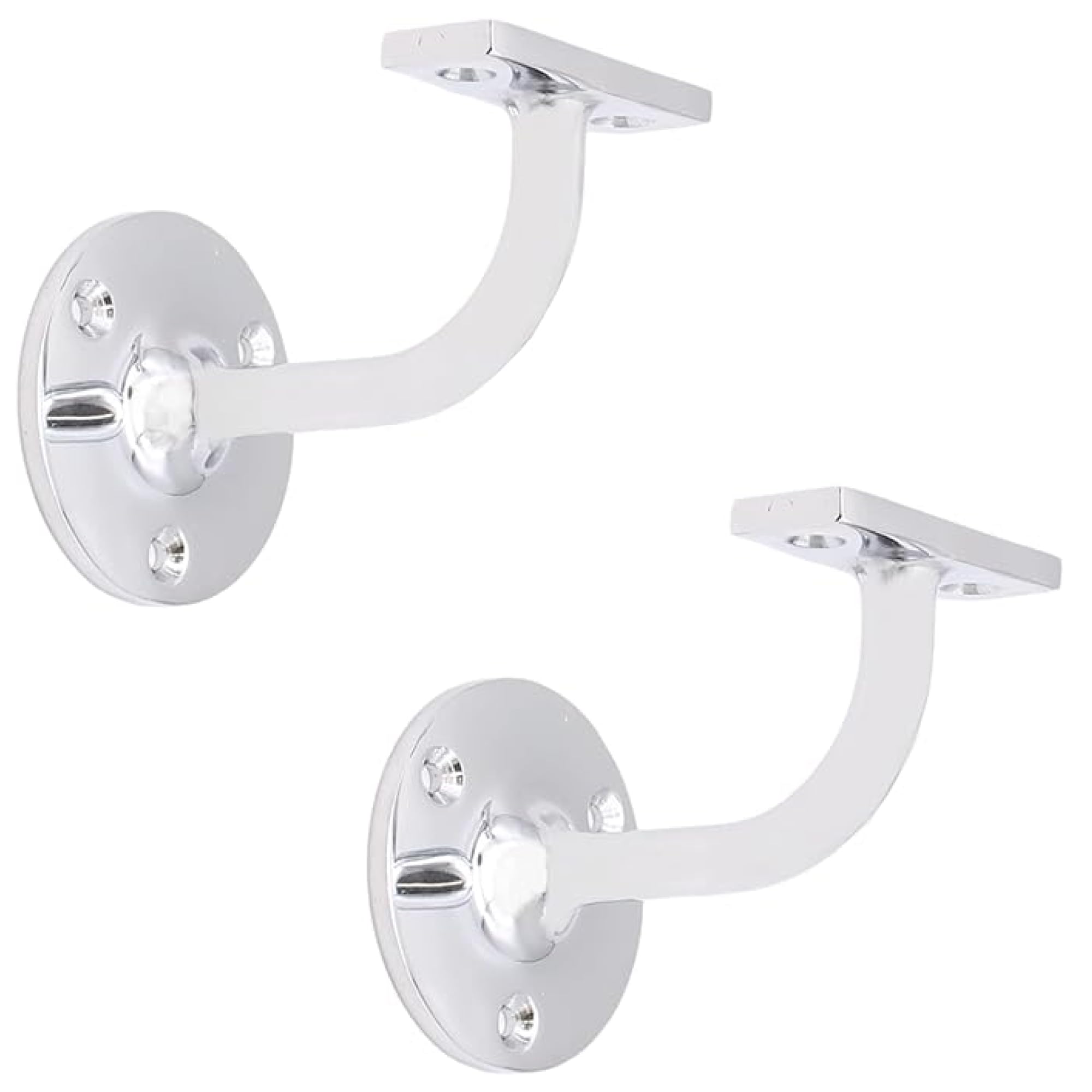 Polished Chrome Handrail Brackets for Stair Bannister Handrail Wood and Steel Handrail - Pack of 2