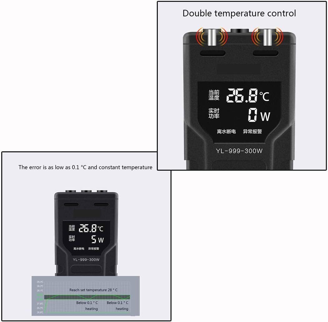 Chauffage submersible pour aquarium - Thermostat LED 100 W avec régulateur de température externe économe en énergie pour un chauffage optimal de l'eau