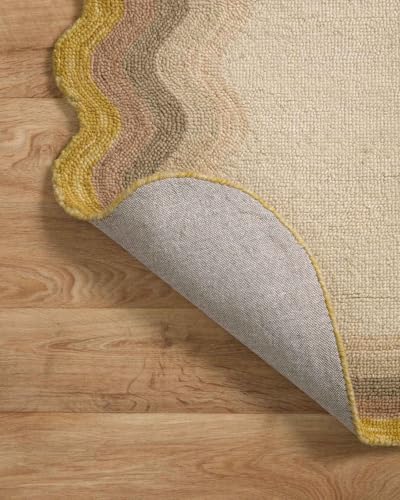 Image of Modern Irregular Shape Pattern Wool Carpet with Loop Texture Yarn Anti Shedding Carpet Size 6x9 Feet B3 Gold Multi Color