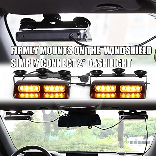 WINECO 2 in 1 Emergency Dash Strobe Lights Safety Flashing Warning Hazard Interior Front/Rear Windshield Deck Split Light Bar w/Suction Cups for Construction Vehicles Trucks (2x7.16 inch, Amber) by WINECO - Used condition - Image 2