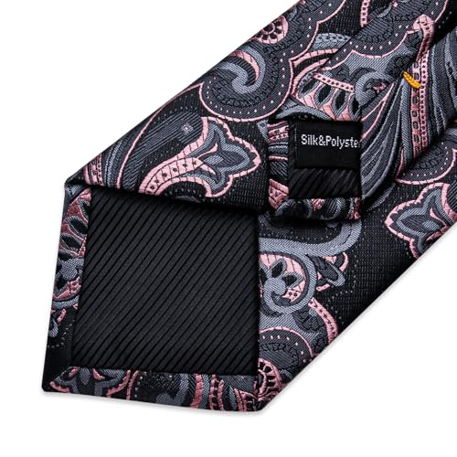 Image of DiBanGu Silk Ties for Men Necktie and Lapel Pin Brooch Set Formal Woven Paisley Plaid Striped Solid Tie Wedding Party