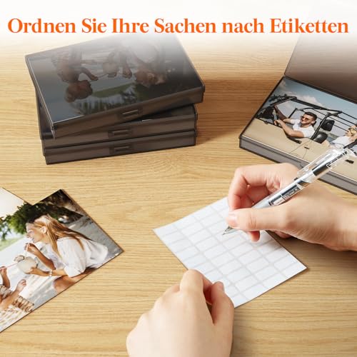Lifewit 2 Stk. Fotoaufbewahrungsbox 10,1 x 15,2 cm mit Deckel, 18 innere Fotohalter, Schwarz Fotoboxen Foto-Organizer aus Kunststoff für Saatgut/Karten/Handwerk/Aufkleber, mit 1 Blatt Etikettensticker