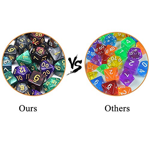 5 x 7 DND Dice Polyhedral Dice Set, Yotako Double-Colors Polyheral Game Dice with Velvet Dice Bag D4 D6 D8 D10 D12 D20 Dice for DND RPG MTG Dungeons and Dragons Dice Games Pathfinder Dice