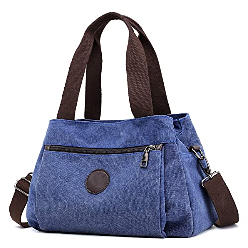 ERCZYO Hobo - Bolso bandolera de lona para mujer, con compartimentos múltiples, azul oscuro, Medium Cover