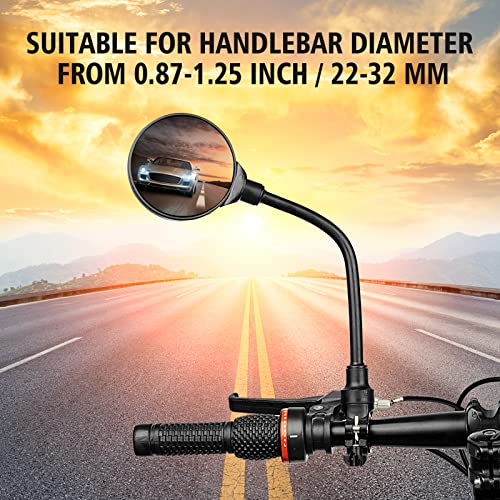 Bike Handlebar Mirror 2 Pack - Rotatable And Adjustable Wide Angle Rear View Shockproof Convex Mirror Universal For Bike Bicycle