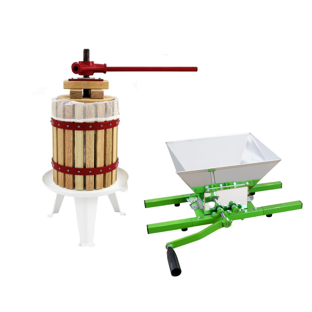 Kukoo - Pigiatrice e Torchio da Frutta Kit per Pressatura di Frutta Uva Mele per Succhi Vino Sidro Mosto Tritafrutta da 7 Litri e Pressafrutta da 12 Litri