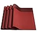 Top Fine Eco-friendly Colorful Plaid Mats Placemats Washable Heat-resistant for Dining Table 12" By 18" (Set of 4, Red)
