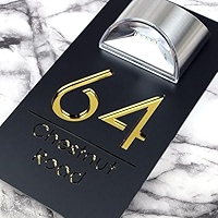 K Smart Sign | Bellissima Video Doorbell House Sign Door Number Plaques For Nest Ring Wifi Doorbell Plate Mount | Dark Matt Gray - Silver Chrome Mirror | Classic Style | 300mm - View #5