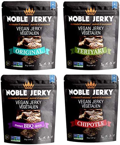 Noble Jerky - Healthy Vegan Jerky, Vegetarian Snacks, 4 Bags ( 2.47 oz Bag )