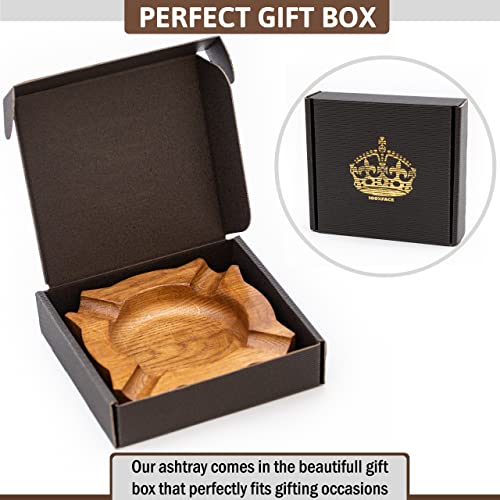 Ashtray, Cigar Ashtrays, Wood Cigar Ashtray, Large Cigar Ashtray For Outdoors, Cigar Ash Tray, Cigar Ashtrays For Men, Luxury Large Ashtray, Perfect Ash Tray Outdoors, Rustic Ashtray (Btmn-Honey Gold) #TOP4