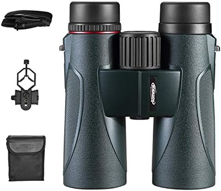 AOMEKIE 10x42 Binoculars for Adults Waterproof Lightweight Compact Binocular for Bird Watching Travel Stargazing Hunting Concerts Sports FMC Lens with Phone Mount Strap Carrying Bag