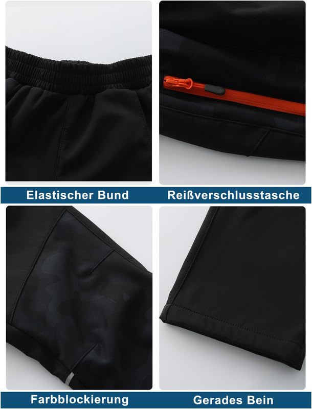 Zzkouine Pantaloni Softshell Bambino Caldo Pantaloni Invernali Trekking Ragazzo Pantaloni Neve Bambino Impermeabili con Fodera in Pile