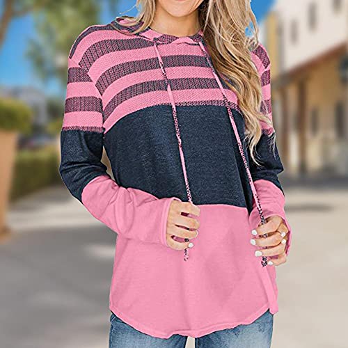 Pull à capuche pour femme rose S contre le froid style décontracté - 4