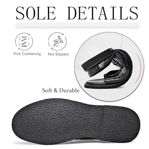 Men's Pleated Leather Flat Slides Sandals Comfortable Open Round Toe Slip On Summer Anti-Slip Walking Slippers for Indoor Outdoor Casual Beach Sandals4