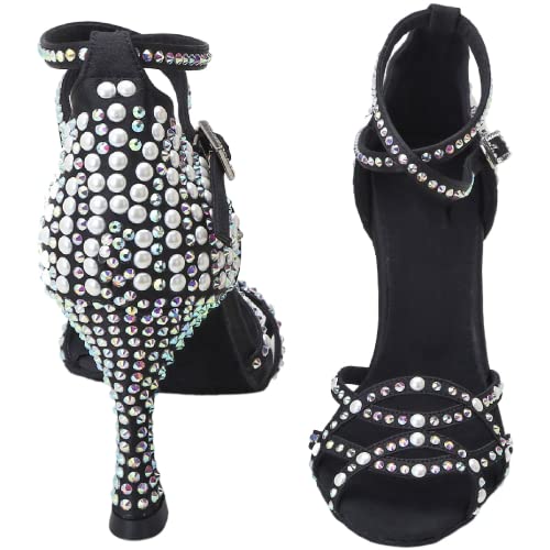 Chaussures de danse latine salsa tango chacha avec talon noir 36