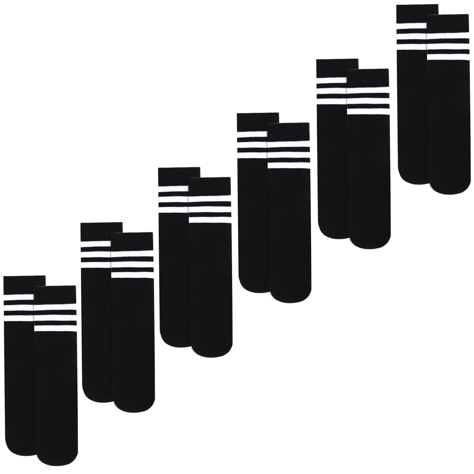 Dingcooler Kids Soccer Socks 6 Pairs, Knee High Stripes Athletic Socks for 3-10 Years Kids Big Toddlers Boys Girls