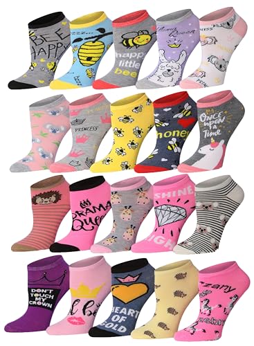 Image of Tipi Toe Women's 20 Pack Colorful Low Cut Socks - Lightweight, Breathable Design for All-Day Comfort Sizes 9-11 /10-13