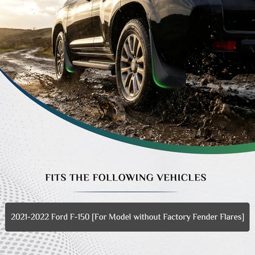 Image of Mud Flaps Compatible with Fo-rd F-150 2022 2021, for Model Without Factory Fender Flares, Four Seasons Protection Dedicated Mudguard, 4pc Front and Rear Heavy-Duty Splash Guards - Black