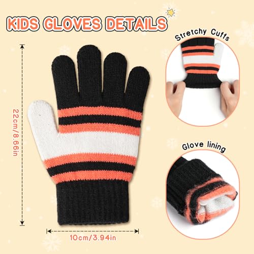 Image of Kids Winter Hat Gloves Scarf Set: Girls Boys Beanie Fleece Lined Ages 6-10 | Kids Beanie Hats Gloves Neck Warmer Knit Set, with Thick Warm Fleece Lining, for Child Gift, Cold Weather Ski, Snow