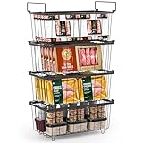 Carastek 4er Gefrierschrank Organizer Stapelbare Gefrierkörbe aus Metall Gefriertruhe Korbe mit Boden und Griffen Gefriertruhe Ordnungssystem Platzsparend für 215L Truhengefrierschränken(37x18x15cm)