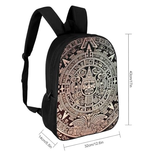 Unique Artistic 17" Durable Polyester Backpack Mayan Calendar End Of The World Printed - Large Anti-Wrinkle Carryall with Adjustable Straps & Side Pockets2