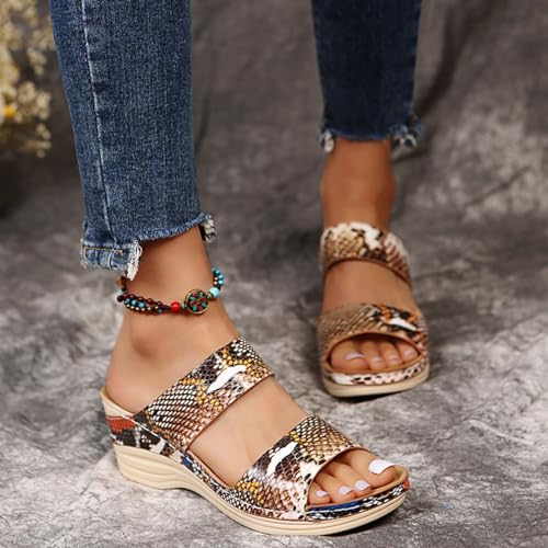 Orthopedic Sandals for Women Wide Width Arch Support Walking Slippers Leopard Anti-Slip Comfortable Wedge Sandals Open Toe Slingback Supportive Orthotic Breathable Lightweight Beach Slipper4