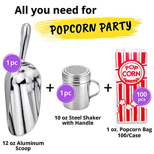CUSINIUM Aluminium Popcorn Scoop - Popcorn Salt Shaker - [100pcs] 1oz Popcorn Bags Bundle - Thumbnail 4