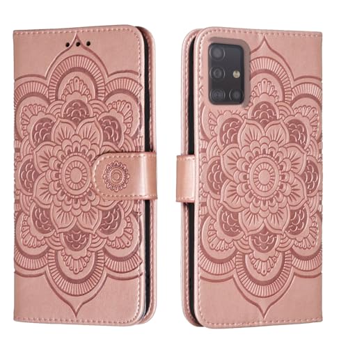 Étui pour Samsung Galaxy A51 5G rose Shitomua en cuir avec béquille