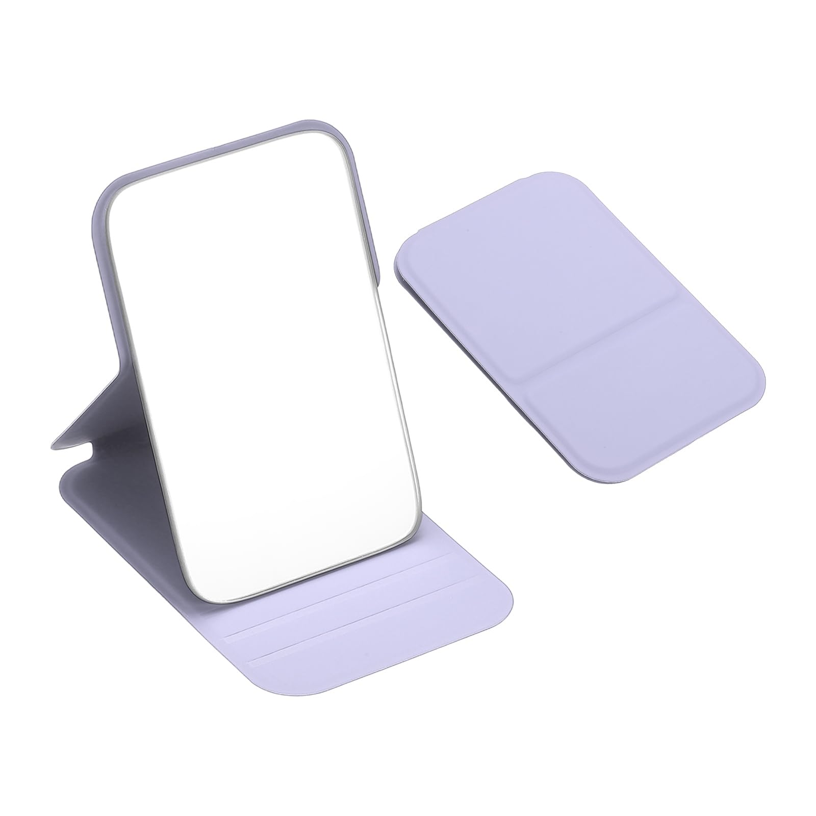 sourcing map Small Rectangle Pocket Mirror for Purse, 4.33 x 2.76 Inch Compact Makeup Mirror with Leather Case, for Women, Girls, Purse, Gift(Purple)