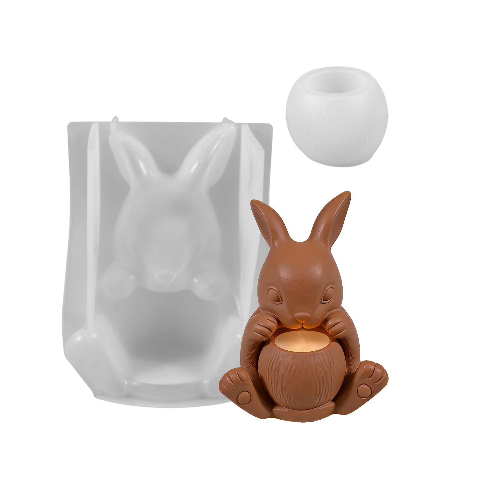 NEWFT Reusable Flexible Silicone Rabbits Mold For Resin Art Projects Unique Candle Holder And Flower Pots Making Mould
