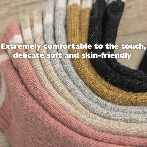 Image of IIG 5 Pairs Women's Vintage Style Thick Wool Warm Winter Crew Socks