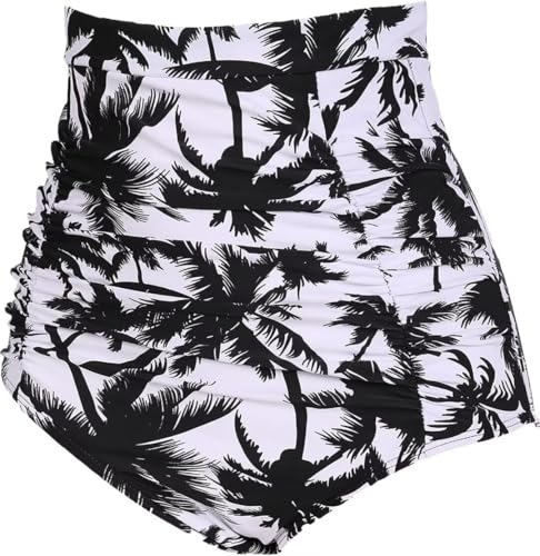 Image of COCOPEAR Women's Ruched High Waisted Bikini Bottom Retro Vintage Swim Short Tankinis