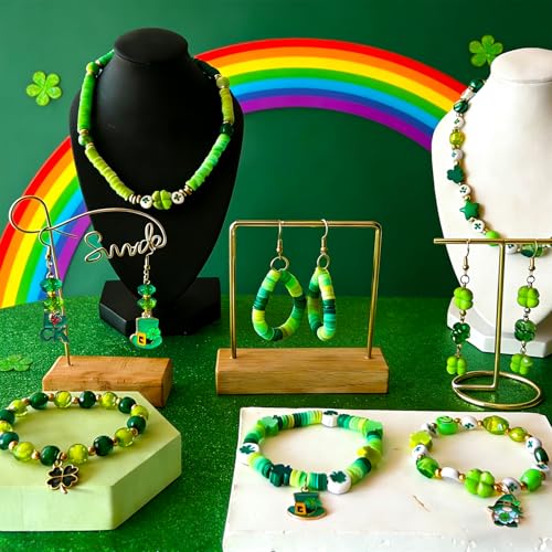1870PCS St. Patrick’s Day Beads for Bracelet Jewelry Making Kit, Green Polymer Clay Beads Assorted Acrylic Pearl Bead Irish Shamrock Beads Leaf Clover Beads Charms for Necklace Earring DIY Craft Gifts by JJzxwish - Image 5