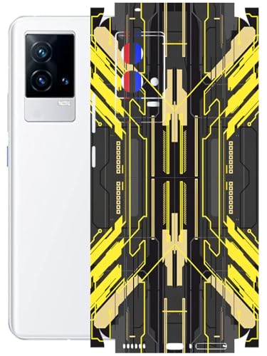 Image of AtOdds - Full Body Back Screen Guard Protector Film - Lamination Wrap Skin Sticker Compatible with IQOO 9 | Scratchproof Matte Finish (Cyber Yellow)