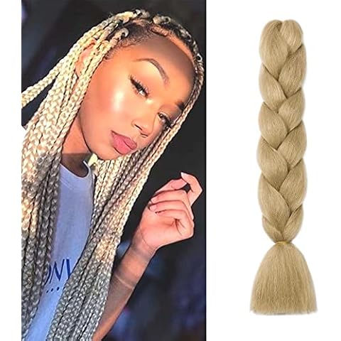 Cybelleza Jumbo Braidig Hair Extensions for Women Blonde Crochet Braiding Hair Extension 24inch 1pcs 100g Synthetic Fiber for Braiding Twist Braids, Natural Blonde Cover