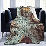 Mantas Mapa Del Mundo Antiguo Pirata Antiguo Manta De Lana Suave Y Mullida Sofá Cama Manta De Felpa Sofá/Silla/Cama Con Manta De Franela De Microfibra Ligero Cálido Cómodo Y Duradero-50X40 Inch