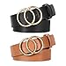 Produktbild XZQTIVE 2 Pack Doppel O Ring Gürtel Damen Ledergürtel Mode-Design Jeans Gürtel mit Goldschnalle Gürtel für Kleid, Schwarz & Braun, Für Taillengröße 75cm-90cm