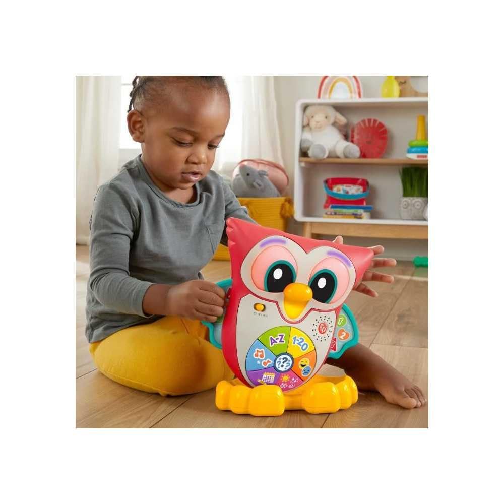 Fisher-Price - Parlamici Baby Gufo Luminoso Impara con Me, Edizione Francese, Giocattolo Interattivo Musicale con Luci e Movimenti per l'apprendimento, Giocattolo per Bambini, 18+ Mesi, HJM69