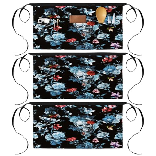 Tablier de cuisine court avec poches multicolore pour bar bistrot et nettoyage