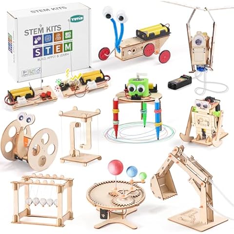 STEM Science Robotics Kits for Kids, 10 Set Wood Building Kit for Boys to Build, 3D Wooden Puzzles Crafts Projects, Woodworking Model STEM Toys for Girls 6 7 8 9 10 11 12 14 Years Old Cover
